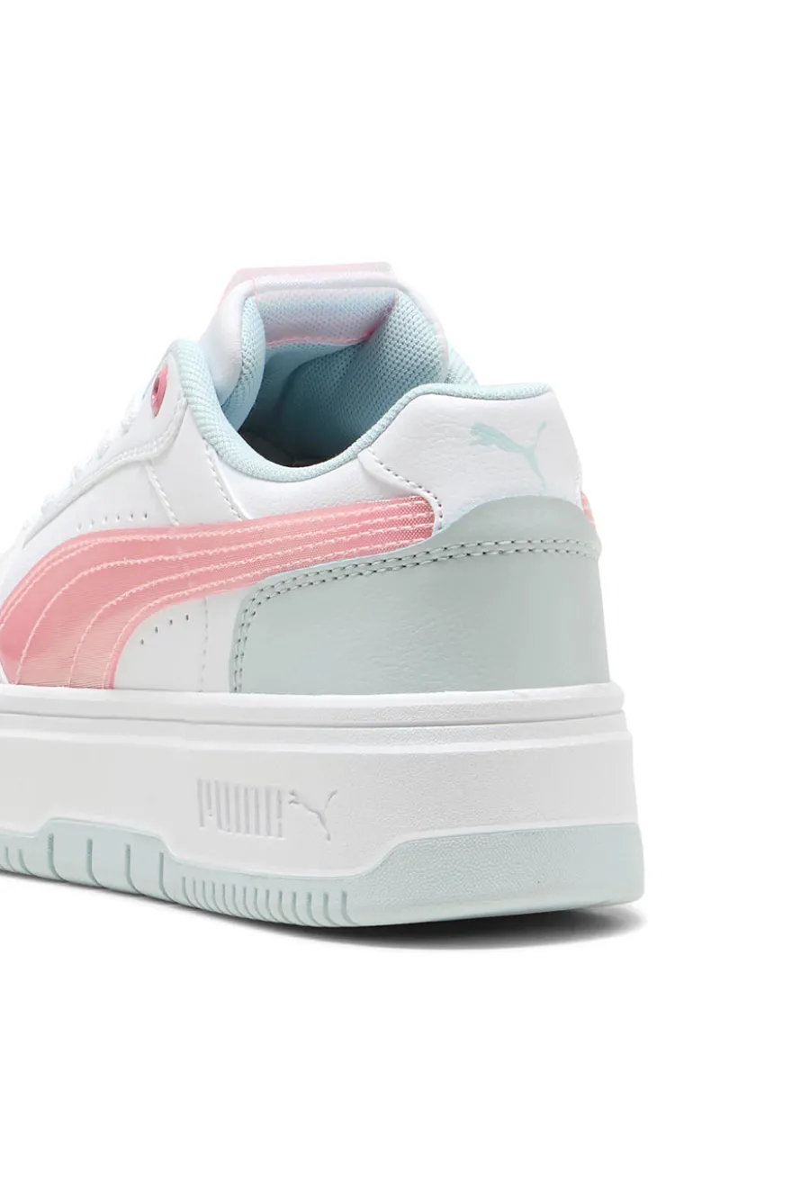Sneakers bianche con dettagli rosa e azzurri platform Puma Rebound Femme Space Belle Jr