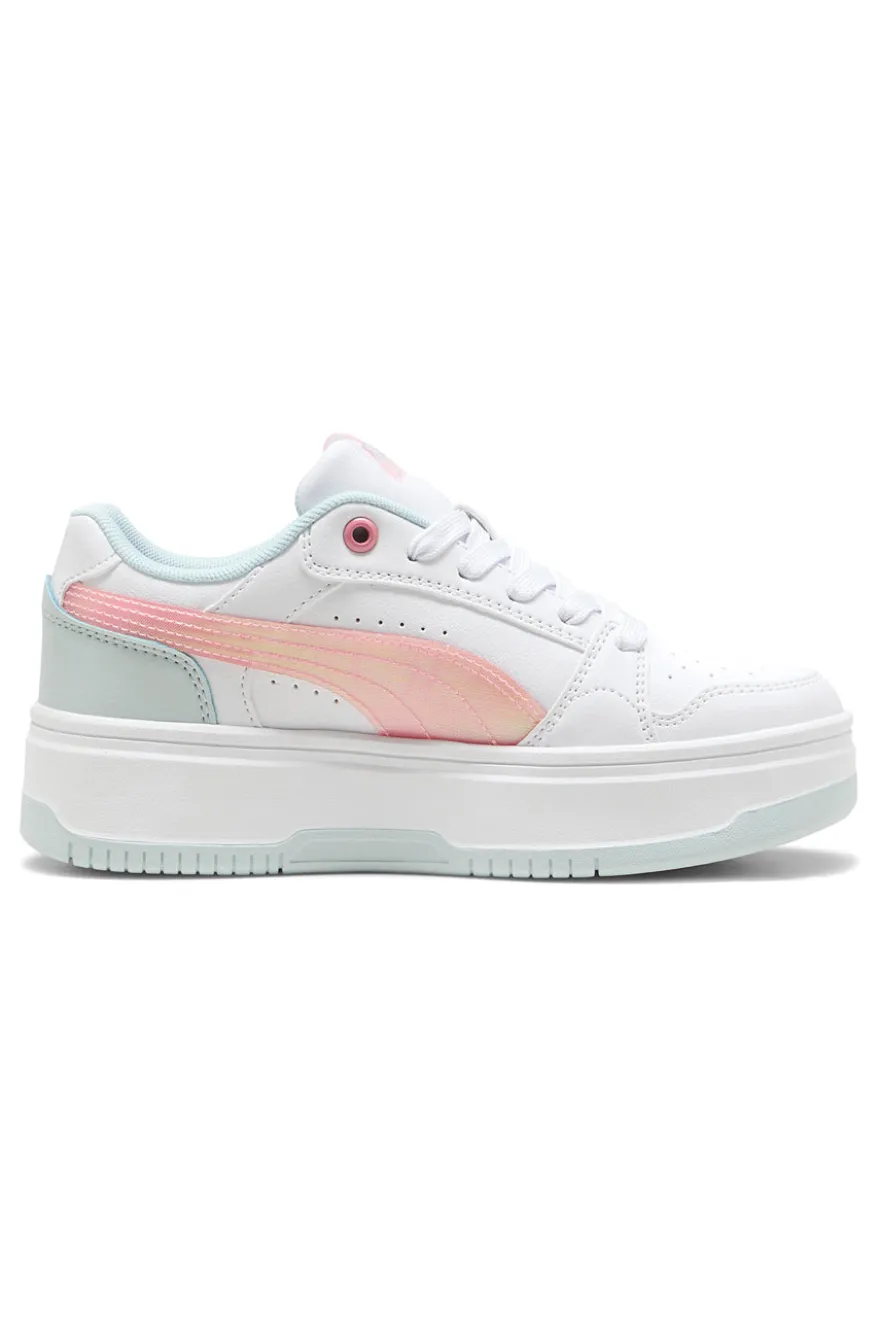 Sneakers bianche con dettagli rosa e azzurri platform Puma Rebound Femme Space Belle Jr