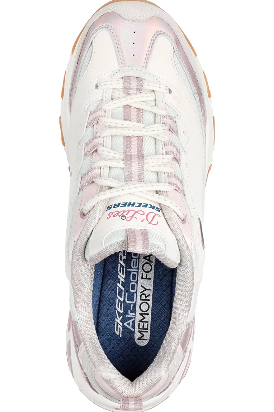 Sneakers bianche con dettagli lilla e memory foam Skechers D'Lites Dazzling Shine