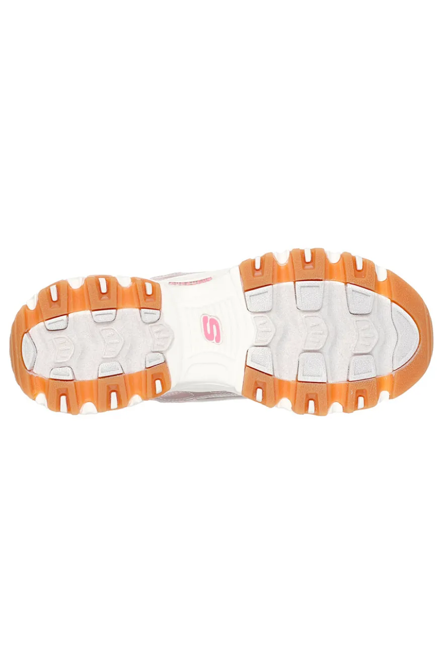 Sneakers bianche con dettagli lilla e memory foam Skechers D'Lites Dazzling Shine
