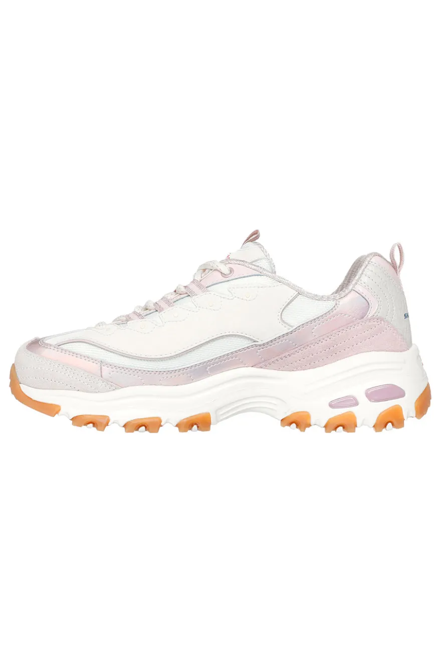 Sneakers bianche con dettagli lilla e memory foam Skechers D'Lites Dazzling Shine