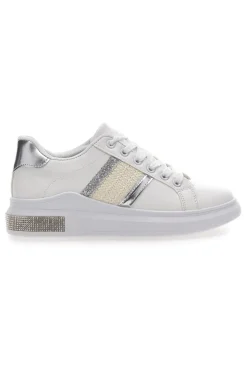 Sneakers Bianche Con Dettagli Argentati Prima Riga 460
