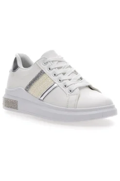 Sneakers Bianche Con Dettagli Argentati Prima Riga 460