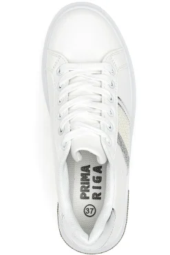 Sneakers Bianche Con Dettagli Argentati Prima Riga 460