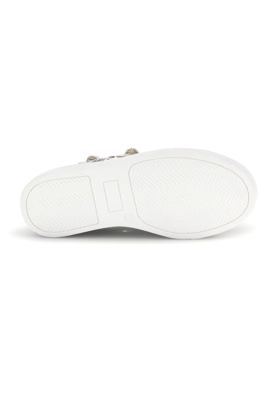 Sneakers bianche con fiori e inserti oro Laura Biagiotti L9858C9760