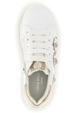 Sneakers bianche con fiori e inserti oro Laura Biagiotti L9858C9760