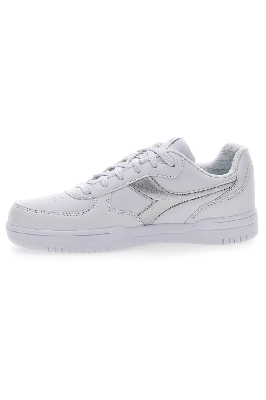 Sneakers Bianche con Fregio Argento Diadora Raptor Low Moon WN