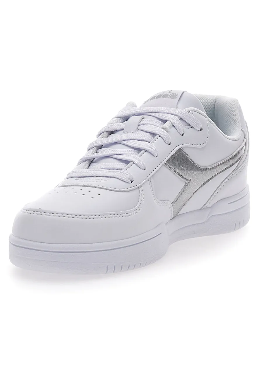 Sneakers Bianche con Fregio Argento Diadora Raptor Low Moon WN