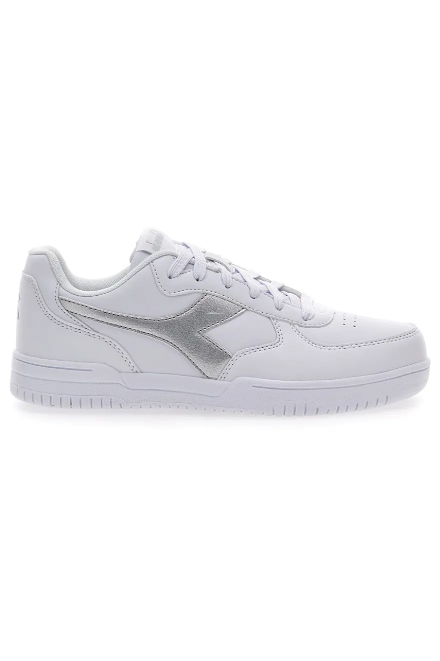 Sneakers Bianche con Fregio Argento Diadora Raptor Low Moon WN