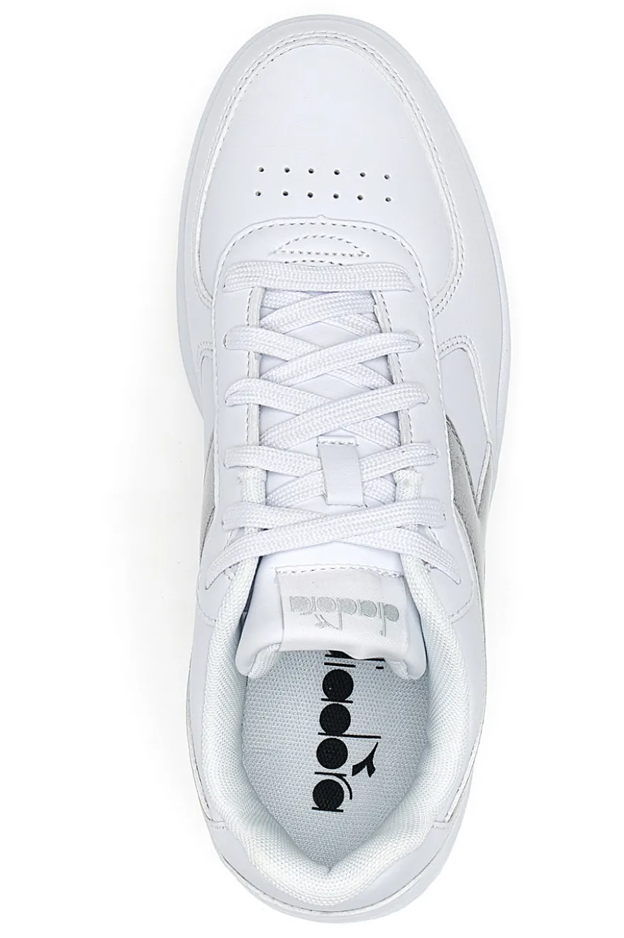 Sneakers Bianche con Fregio Argento Diadora Raptor Low Moon WN