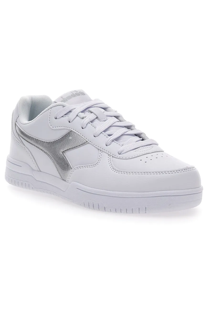 Sneakers Bianche con Fregio Argento Diadora Raptor Low Moon WN