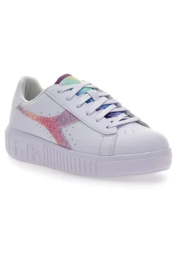 Sneakers Bianche Con Fregio Arcobaleno Diadora Game Step Glow Gs