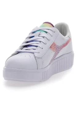 Sneakers Bianche Con Fregio Arcobaleno Diadora Game Step Glow Gs
