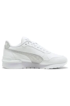 Sneakers bianche con glitter argento Puma ST Runner v4 SL Glitter Jr