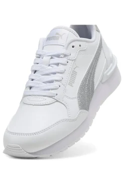 Sneakers bianche con glitter argento Puma ST Runner v4 SL Glitter Jr