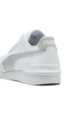 Sneakers bianche con glitter argento Puma ST Runner v4 SL Glitter Jr