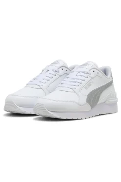 Sneakers bianche con glitter argento Puma ST Runner v4 SL Glitter Jr