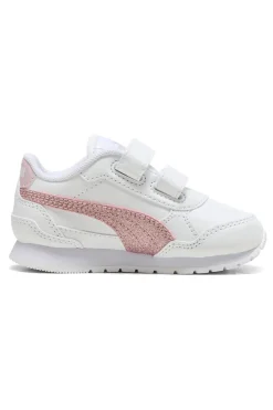 Sneakers bianche con glitter rosa e doppio strappo Puma ST Runner v4 SL GlitterV Inf