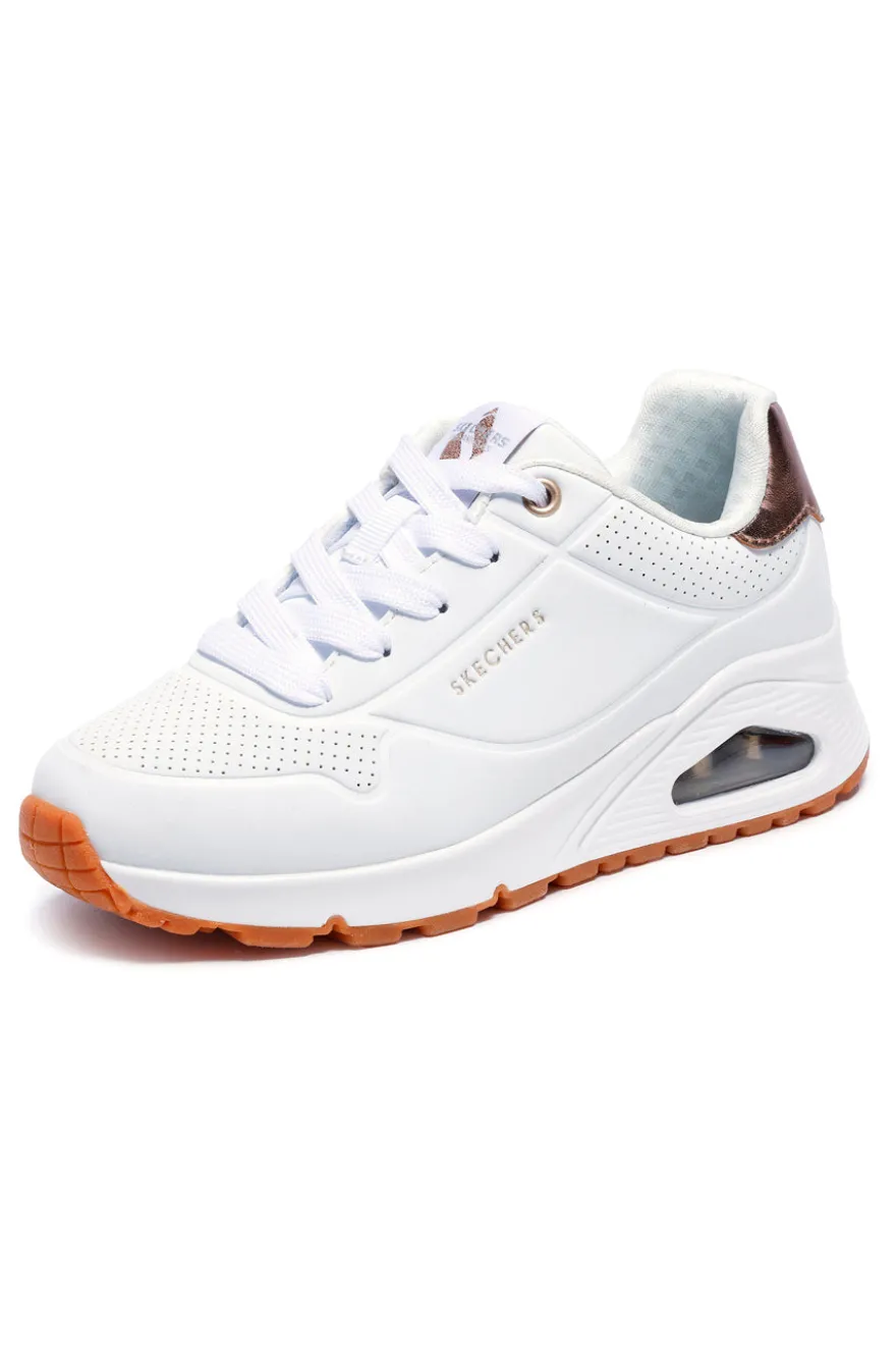 Sneakers bianche con inserti metallici Skechers UNO Gen1 SHIMMER AWAY ESS STREET GIRLS