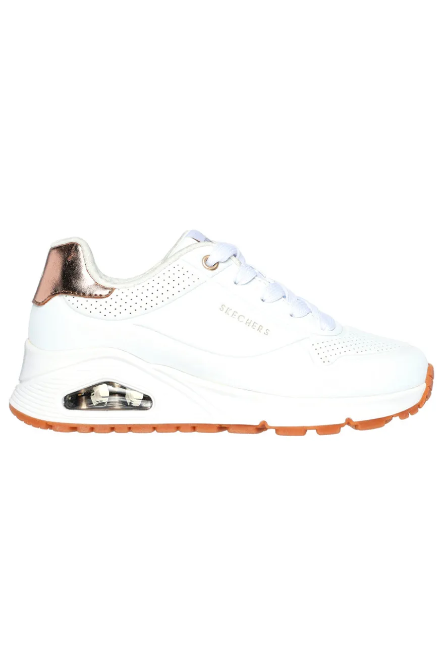 Sneakers bianche con inserti metallici Skechers UNO Gen1 SHIMMER AWAY ESS STREET GIRLS