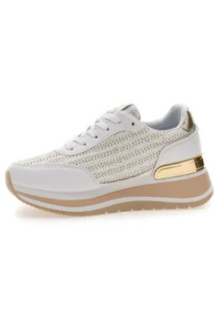 Sneakers bianche con inserti oro e fondo rialzato Laura Biagiotti 9636