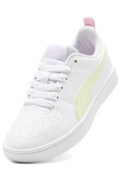 Sneakers bianche con inserti giallo chiaro e rosa Puma Rickie Jr