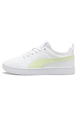 Sneakers bianche con inserti giallo chiaro e rosa Puma Rickie Jr