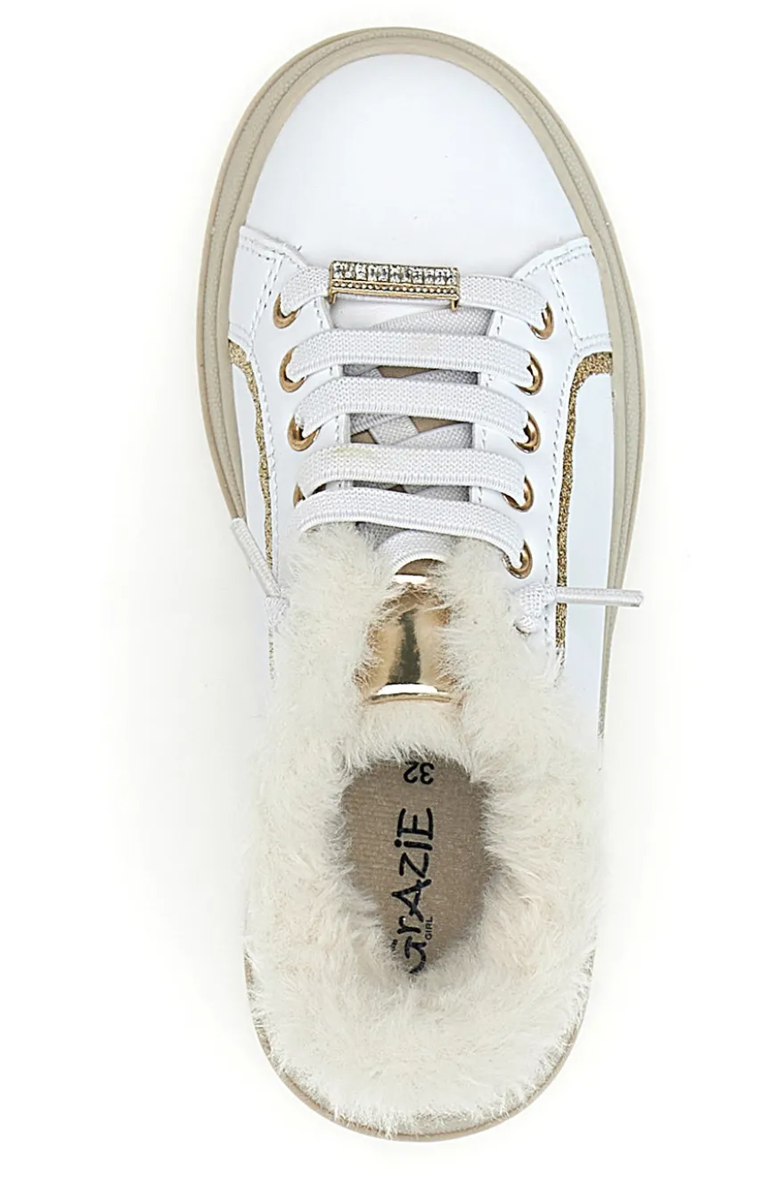 Sneakers bianche con interno in pelliccia Grazie Girl 153451