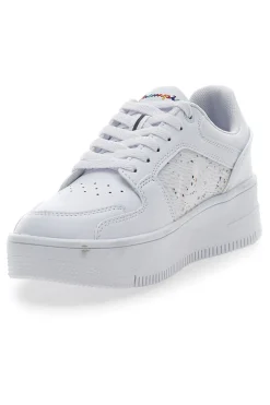 Sneakers Bianche con Lacci Champion Rebound Platform Abstract Low