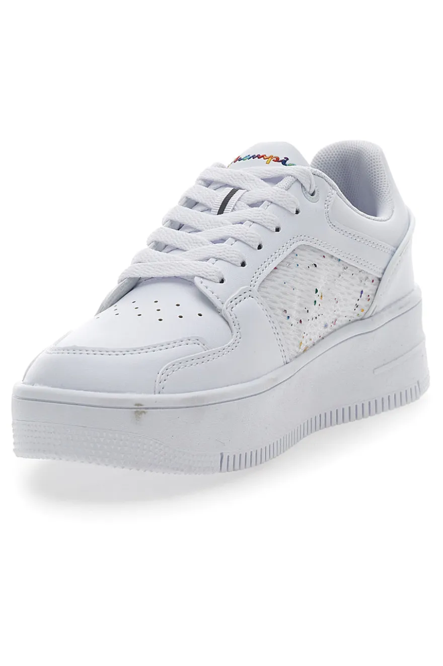 Sneakers Bianche con Lacci Champion Rebound Platform Abstract Low