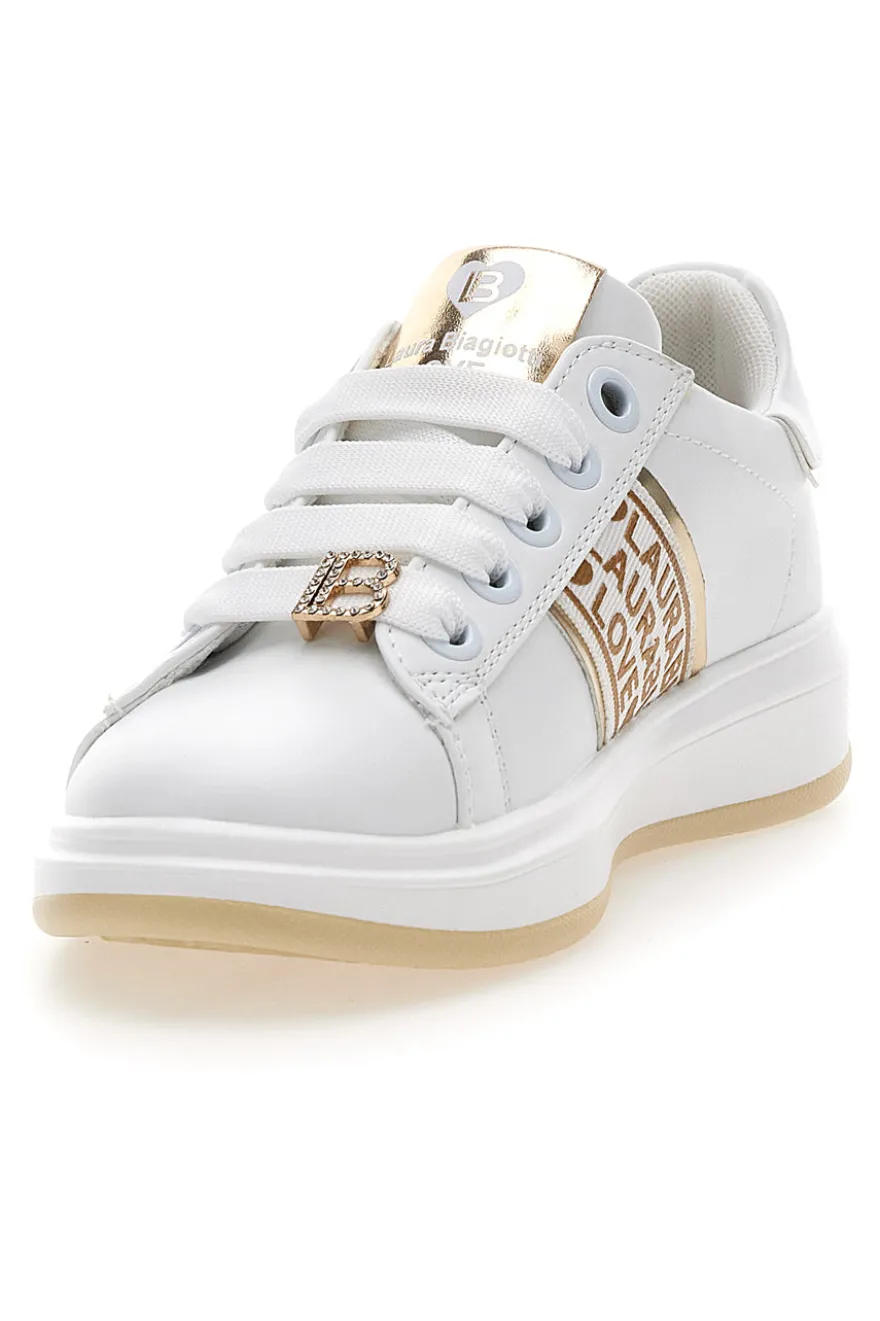 Sneakers Bianche con Logo Dorato LAURA BIAGIOTTI L8945