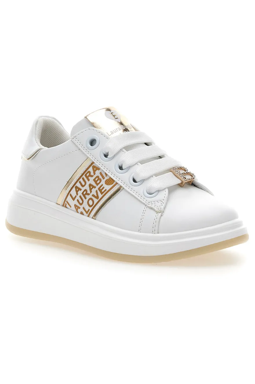 Sneakers Bianche con Logo Dorato LAURA BIAGIOTTI L8945