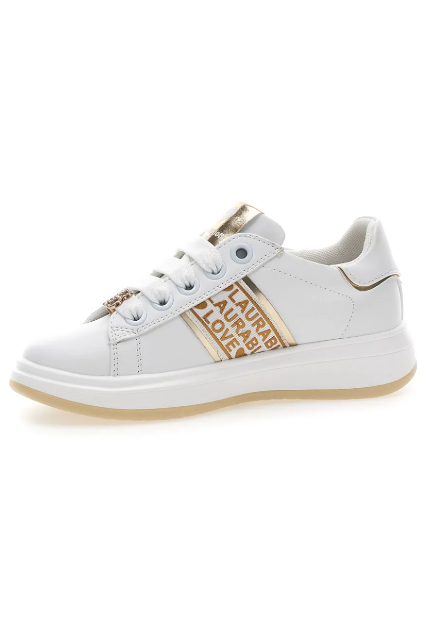 Sneakers Bianche con Logo Dorato LAURA BIAGIOTTI L8945