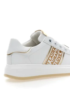 Sneakers Bianche con Logo Dorato LAURA BIAGIOTTI L8945