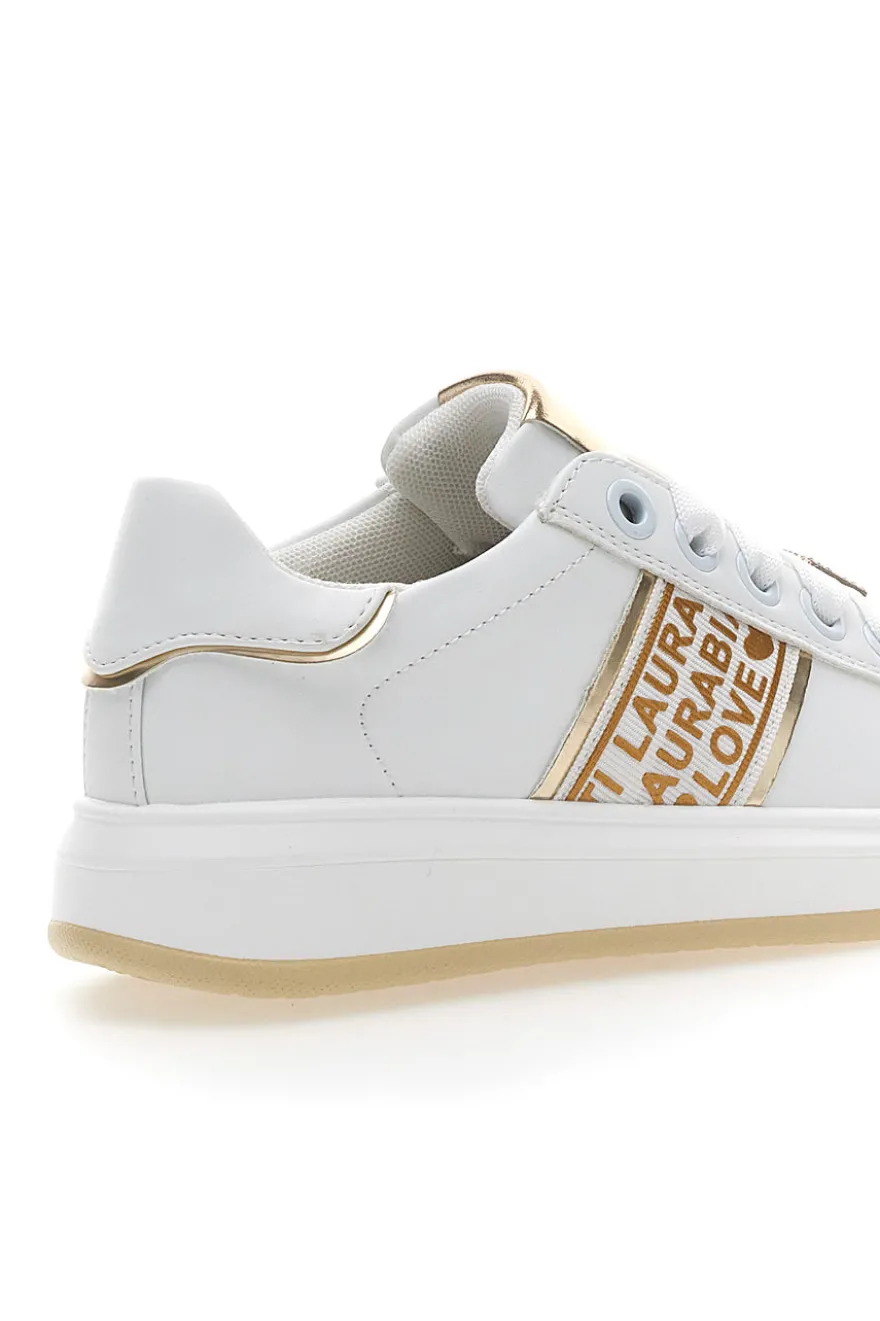 Sneakers Bianche con Logo Dorato LAURA BIAGIOTTI L8945