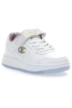 Sneakers bianche con logo laterale e suola azzurra Champion RD18 Low G PS