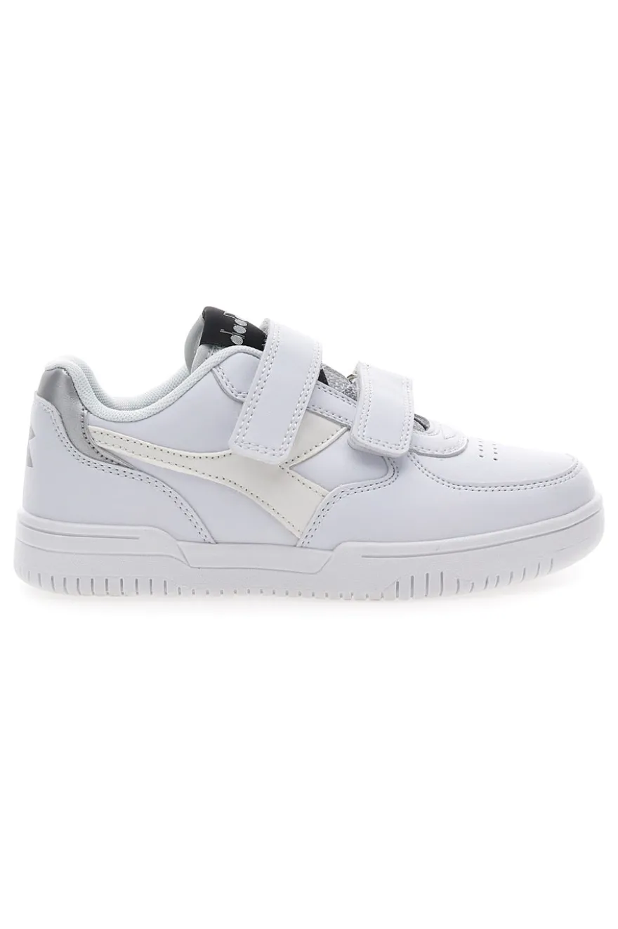 Sneakers Bianche con Logo Argento e Strappi DIADORA RAPTOR LOW SPOTTED PS