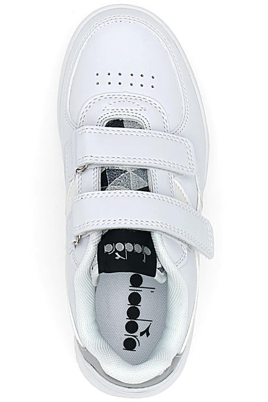 Sneakers Bianche con Logo Argento e Strappi DIADORA RAPTOR LOW SPOTTED PS