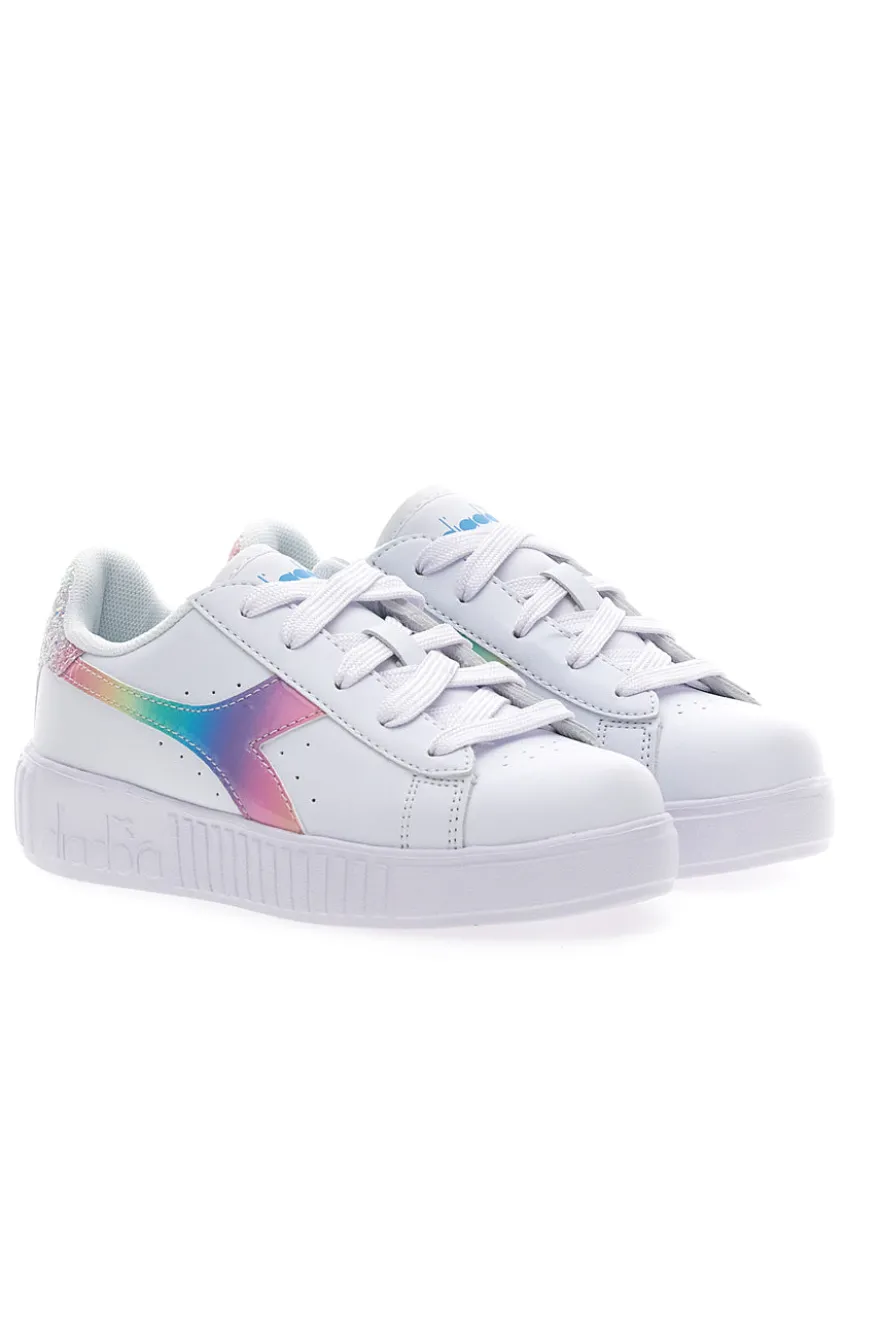Sneakers Bianche con Logo Arcobaleno DIADORA GAME STEP BLOOM PS