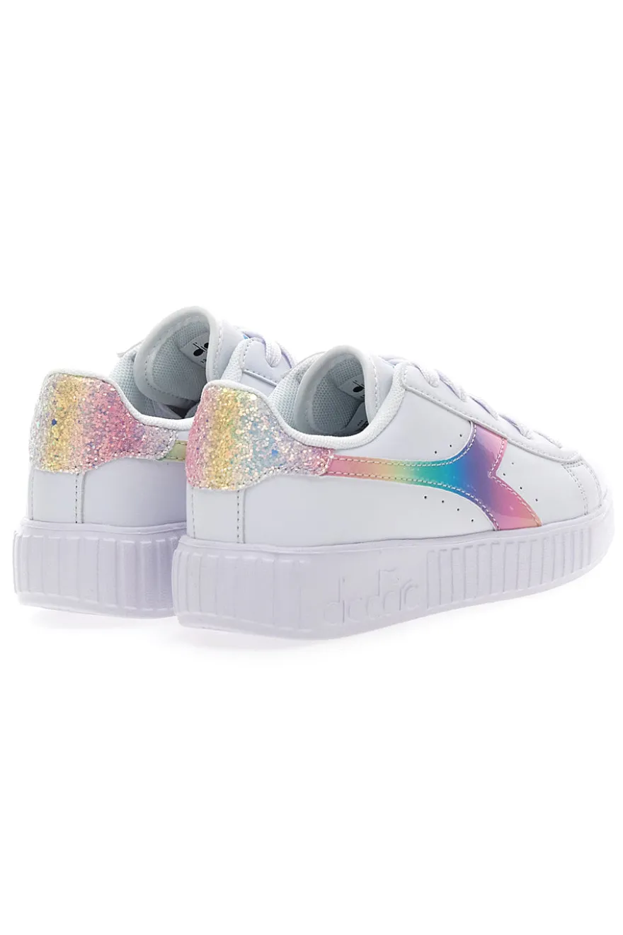Sneakers Bianche con Logo Arcobaleno DIADORA GAME STEP BLOOM PS