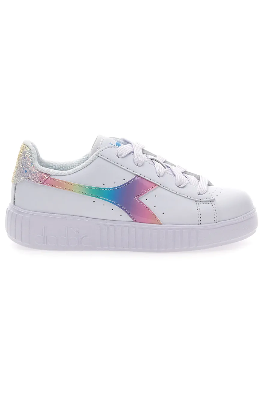 Sneakers Bianche con Logo Arcobaleno DIADORA GAME STEP BLOOM PS