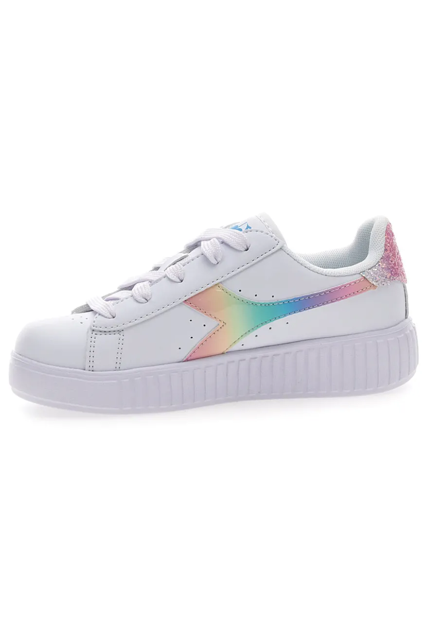 Sneakers Bianche con Logo Arcobaleno DIADORA GAME STEP BLOOM PS
