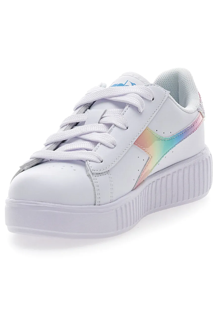 Sneakers Bianche con Logo Arcobaleno DIADORA GAME STEP BLOOM PS