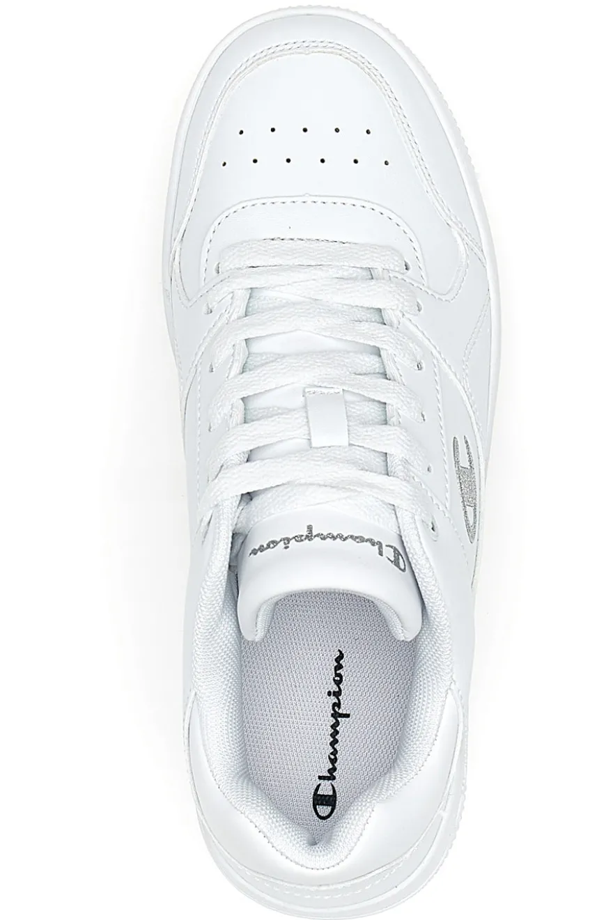Sneakers Bianche con Logo Laterale Argento CHAMPION RD18 LOW G GS