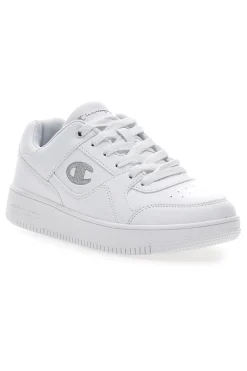 Sneakers Bianche con Logo Laterale Argento CHAMPION RD18 LOW G GS