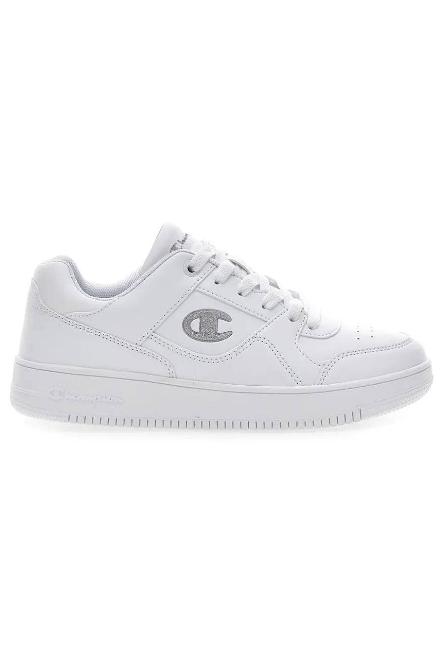 Sneakers Bianche con Logo Laterale Argento CHAMPION RD18 LOW G GS