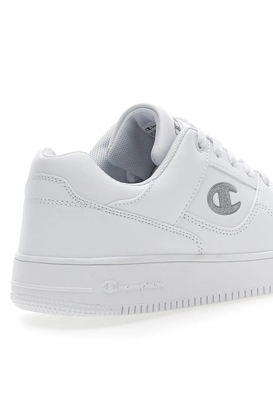 Sneakers Bianche con Logo Laterale Argento CHAMPION RD18 LOW G GS