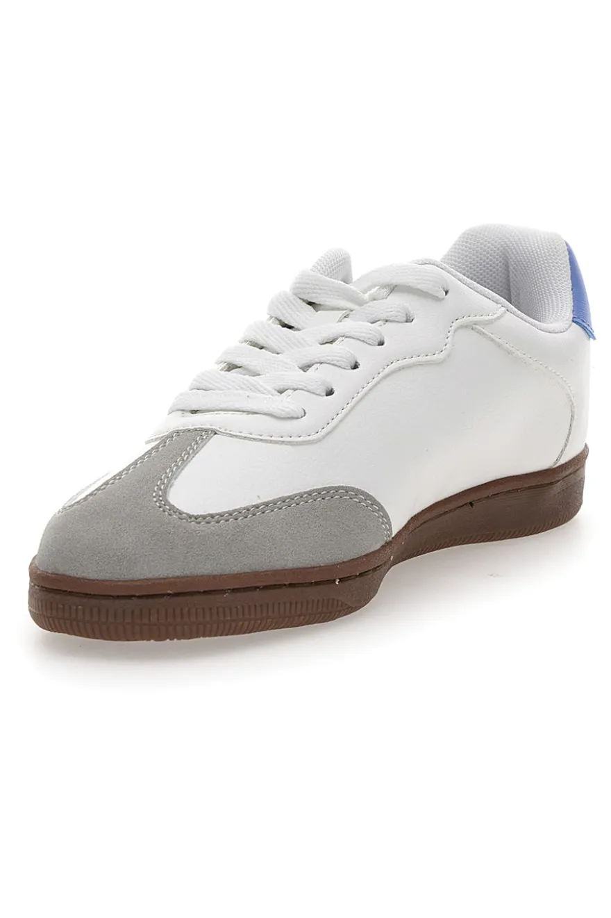 Sneakers Bianche con Logo Azzurro e Suola in Gomma CHAMPION PRESTIGE MIX MATERIAL
