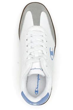 Sneakers Bianche con Logo Azzurro e Suola in Gomma CHAMPION PRESTIGE MIX MATERIAL