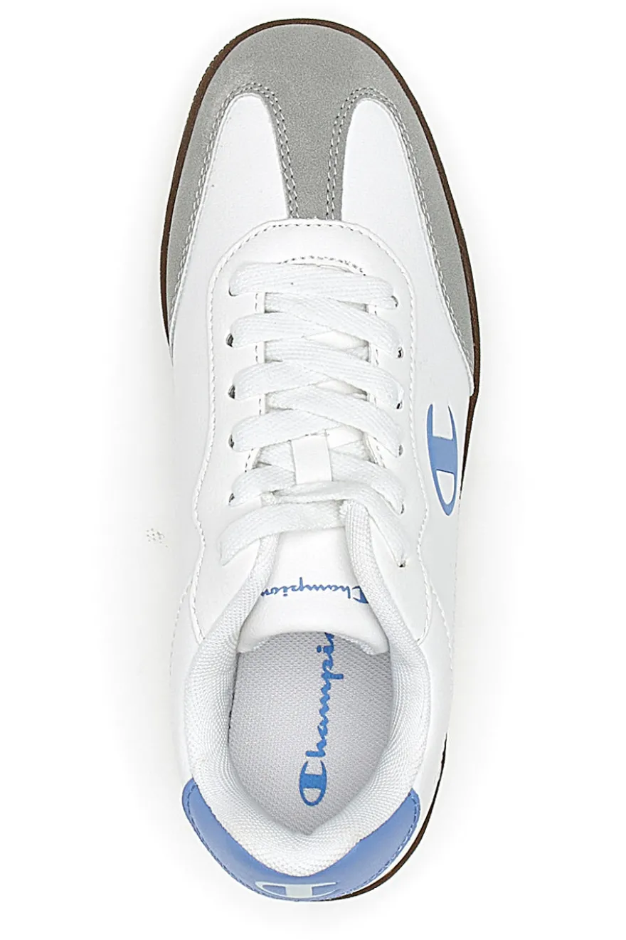 Sneakers Bianche con Logo Azzurro e Suola in Gomma CHAMPION PRESTIGE MIX MATERIAL